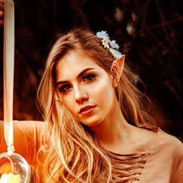 Gejoy 5 Pairs Latex Elf Ear Pixie Dress Up Costume Fairy Ears Soft Pointed Ears Cosplay Halloween Anime Party Vampire Ears, Masquerade Accessories (Fresh Color)