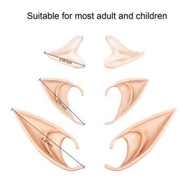 Gejoy 5 Pairs Latex Elf Ear Pixie Dress Up Costume Fairy Ears Soft Pointed Ears Cosplay Halloween Anime Party Vampire Ears, Masquerade Accessories (Fresh Color)