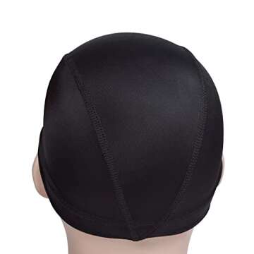 YTBYT 3 Pcs Dome Cap Wig Caps for Making Wig Stretchy Wig Cap with Wide Elastic Band (Black Dome Cap L)