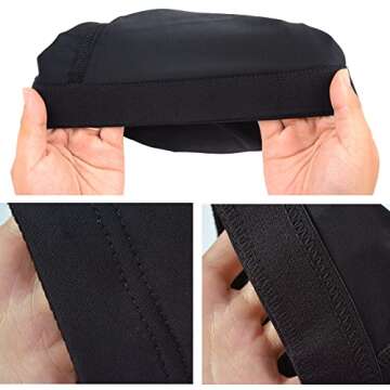 YTBYT 3 Pcs Dome Cap Wig Caps for Making Wig Stretchy Wig Cap with Wide Elastic Band (Black Dome Cap L)