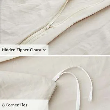 Oli Anderson Light Khaki Duvet Cover Queen Size - Pleated Queen Duvet Cover, 3PCS Soft and Breathable Textured Bedding Set with Zipper Closure(Light Khaki,90"x90")
