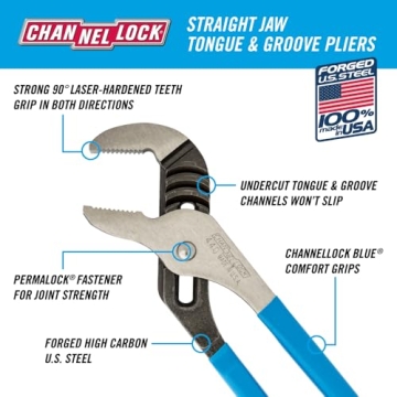 Channellock 12-Inch Pliers USA Made High-Carbon Steel Comfort Grips