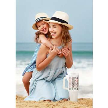 Fancyfams Mama Cup, 40 oz Stainless Steel Travel Tumbler with Handle Lid and Straw, Funny Birthday Present Mom Gift Mothers Day Gifts from Daughter Son, Unique Idea Husband Kids Wife (Mama - 40oz)