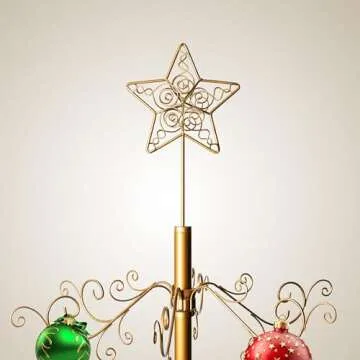 HOHIYA 7 Ft Wrought Iron Christmas Tree Stand with 174 Hooks