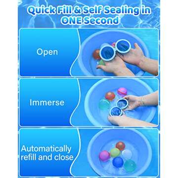 SOPPYCID Magnetic Reusable Water Balloons Fast Refillable for Kids Outdoor Activities, latex-free Kids Pool Beach Bath Toys, Self-Sealing Water Bomb Quick Fill for Summer Games (12 PCS)