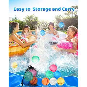 SOPPYCID Magnetic Reusable Water Balloons Fast Refillable for Kids Outdoor Activities, latex-free Kids Pool Beach Bath Toys, Self-Sealing Water Bomb Quick Fill for Summer Games (12 PCS)