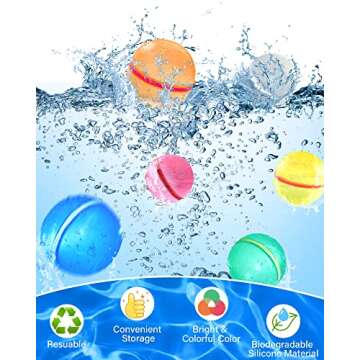 SOPPYCID Magnetic Reusable Water Balloons Fast Refillable for Kids Outdoor Activities, latex-free Kids Pool Beach Bath Toys, Self-Sealing Water Bomb Quick Fill for Summer Games (12 PCS)