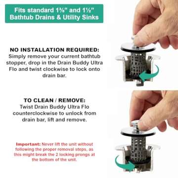 Drain Buddy Ultra Flo Stylish 2-in-1 Hair Catcher & Stopper