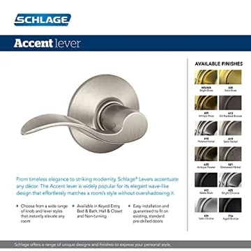 Schlage F51A Accent Door Lever Keyed Entry Lock Matte Black