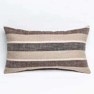NATUS WEAVER 2 Pieces Decorative Classic Retro Stripe Throw Pillow Cover Soft Faux Linen Modern Farm...