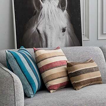 NATUS WEAVER Decorative Stripe Throw Pillow Covers Set