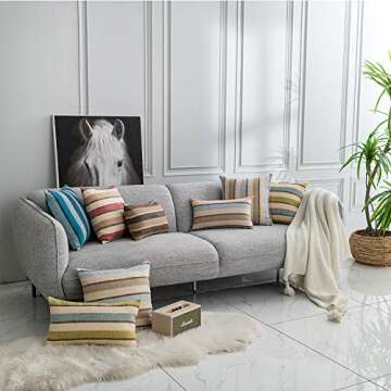 NATUS WEAVER Decorative Stripe Throw Pillow Covers Set