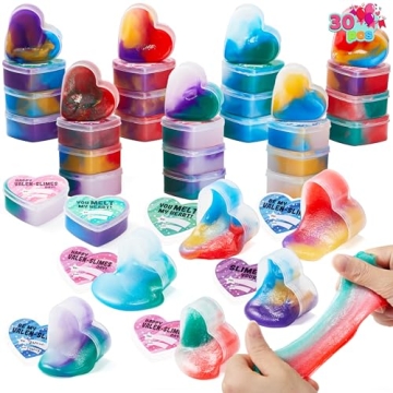 JOYIN 30 PCS Valentines Day Galaxy Slime Hearts for Kids