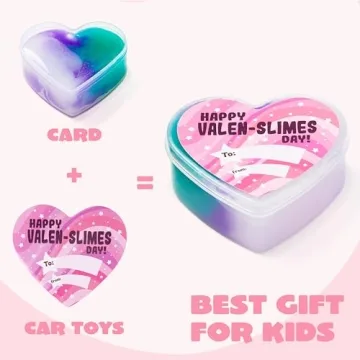 JOYIN 30 PCS Valentines Day Galaxy Slime Hearts for Kids