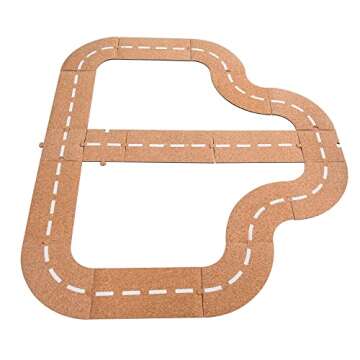 Freckled Frog Cruisin’ Cork Road Set - 17 Interlocking Pieces for Kids' Imaginative Play