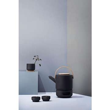 Stelton Theo Tea Pot - Stoneware Elegance in Black 21x21x16cm
