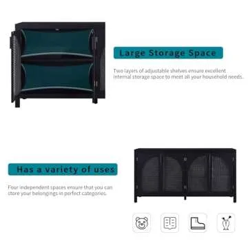Modern Black Rattan Storage Cabinet Enhancing Living Spaces