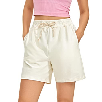 CRZ YOGA Womens Cotton Sweat Shorts Casual Summer 6" Bermuda Shorts with Pockets