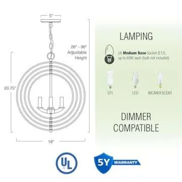 Kira Home Orbits 21" 4-Light Modern Chandelier