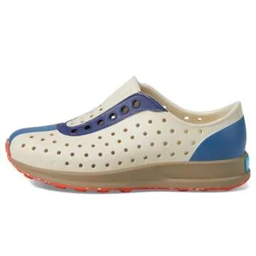 Native Shoes Kids Robbie (Toddler) Sneaker, Bone White/Flax Tan/Oasis Regatta/La Flame Speckle Rubber, 4 US Unisex