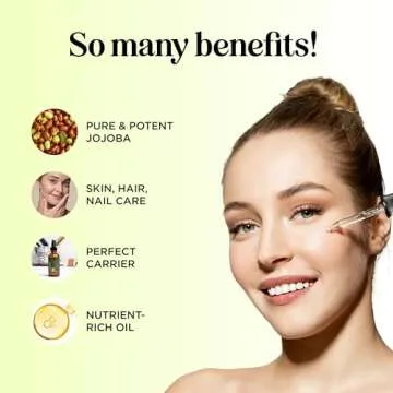 Nourishing Cold Pressed Jojoba Oil - Pure Jojoba Oil for Hair Skin and Nails plus Emollient and Occlusive Dry Skin Moisturizer for Face and Body Care - Jojoba Carrier Oil for Essential Oils Mixing