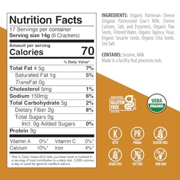 Primal Thin Crackers Parmesan Organic Gluten-Free Low Carb