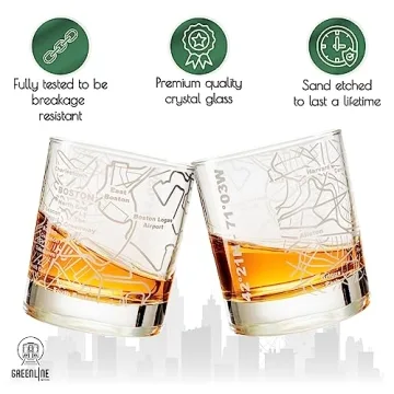 Gift Set of Greenline Goods City Map Whiskey Glasses