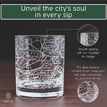 Gift Set of Greenline Goods City Map Whiskey Glasses