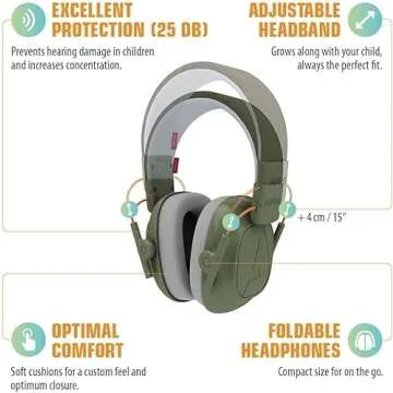 Alpine Muffy Kids - Noise Cancelling Headphones for Kids - CE & ANSI Certified - 25dB - Sensory & Concentration Aid - Green