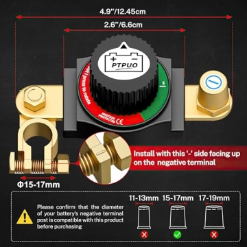 PTPUO Top Post Battery Disconnect Switch for All Vehicles, 12V-48V