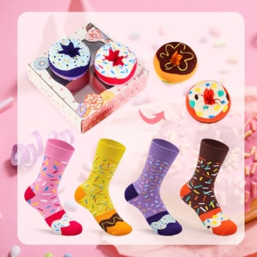 Cute and Fun Donut Socks Box for Women and Girls