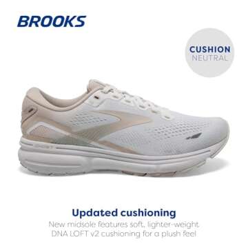 Brooks Women's Ghost 15 Neutral Running Shoe - White/Crystal Grey/Glass - 10 Medium
