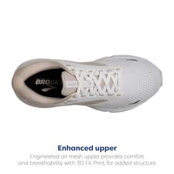 Brooks Women's Ghost 15 Neutral Running Shoe - White/Crystal Grey/Glass - 10 Medium
