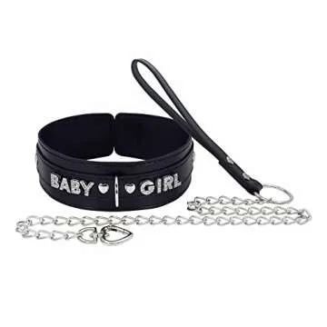 paloli Pink Choker Necklace for Women Leather Collar Fluffy Punk Leash Neck Choker Gothic Cosplay Sexy Jewelries