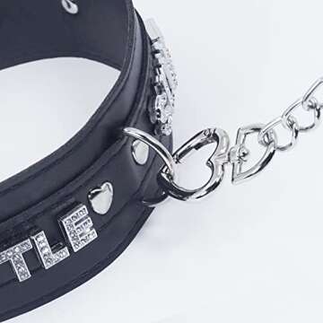 paloli Pink Choker Necklace for Women Leather Collar Fluffy Punk Leash Neck Choker Gothic Cosplay Sexy Jewelries