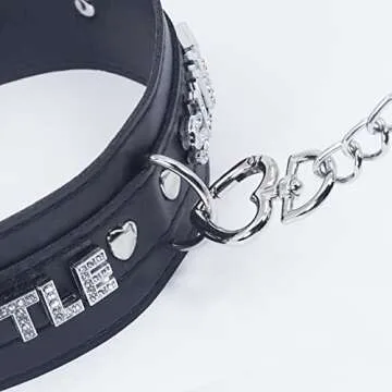 paloli Pink Choker Necklace for Women Leather Collar Fluffy Punk Leash Neck Choker Gothic Cosplay Sexy Jewelries