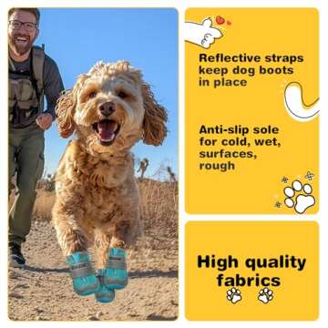 Hcpet Dog Shoes for Large Dogs, Breathable Dog Booties for Small Medium Dogs, Anti-Slip Dog Boots & Paw Protectors for Hot Pavement Winter Snow Hiking with Reflective Straps Blue Size 1