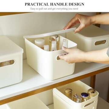 Loobuu White Storage Bins with Lids - 6 Pack Organizer