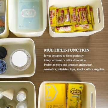 Loobuu White Storage Bins with Lids - 6 Pack Organizer