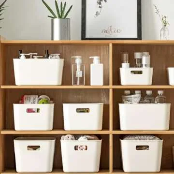 Loobuu White Storage Bins with Lids - 6 Pack Organizer