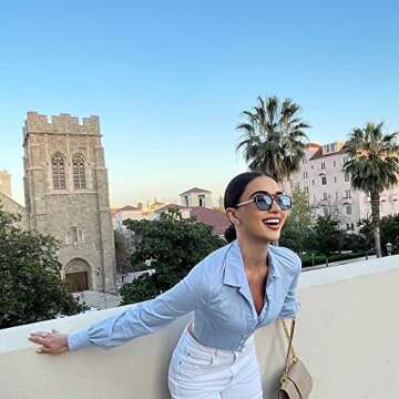 Pro Acme Vintage 70s Flat Pilot Sunglasses for Women Men, Small Frame Rectangular Glasses UV400 Protection Shades (Leopard Frame | Blue Lens)