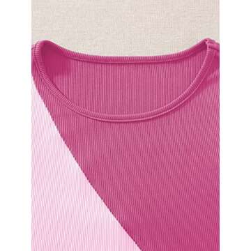 Verdusa Women's Color Block Drawstring Ruched Ribbed Mini Tank Bodycon Dress Pink S