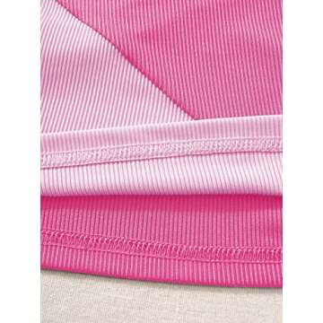 Verdusa Women's Color Block Drawstring Ruched Ribbed Mini Tank Bodycon Dress Pink S