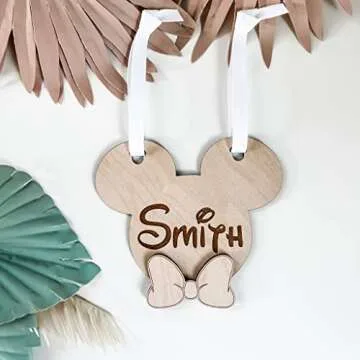 Disney Inspired Personalized Stroller Name Tag - Custom Mickey & Minnie Sign
