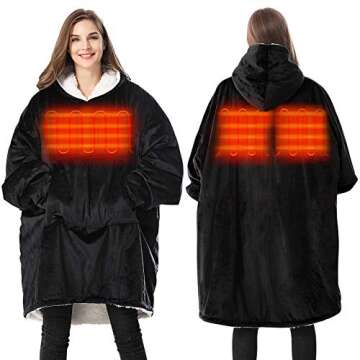 Venustas Heated Wearable Blanket Hoodie - Oversized Sherpa Comfort