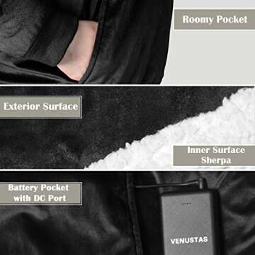 Venustas Heated Wearable Blanket Hoodie for Ultimate Comfort