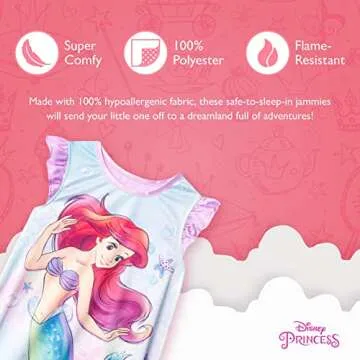 Disney Girls' Little Mermaid Nightgown for Bedtime Magic