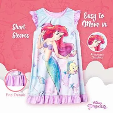 Disney Girls' Little Mermaid Nightgown for Bedtime Magic