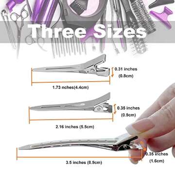 TseroFay 42Pcs Styling Hair Clips Set: Silver Metal Duck Billed Clips for Women's Hairstyling, Long ...