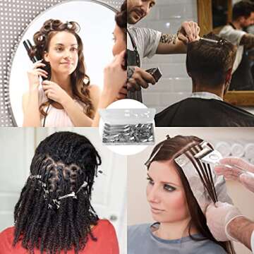 TseroFay 42Pcs Styling Hair Clips Set: Silver Metal Duck Billed Clips for Women's Hairstyling, Long Duckbill Pins, Alligator Rollers with Case